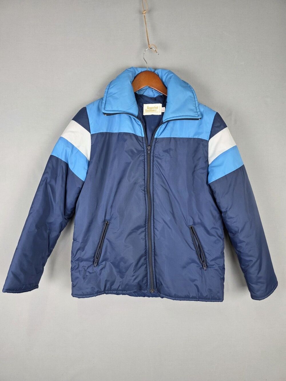 Vintage 70s Women's Ski Jacket Med Puffy Coat Warm Insulated Colorblock Winter